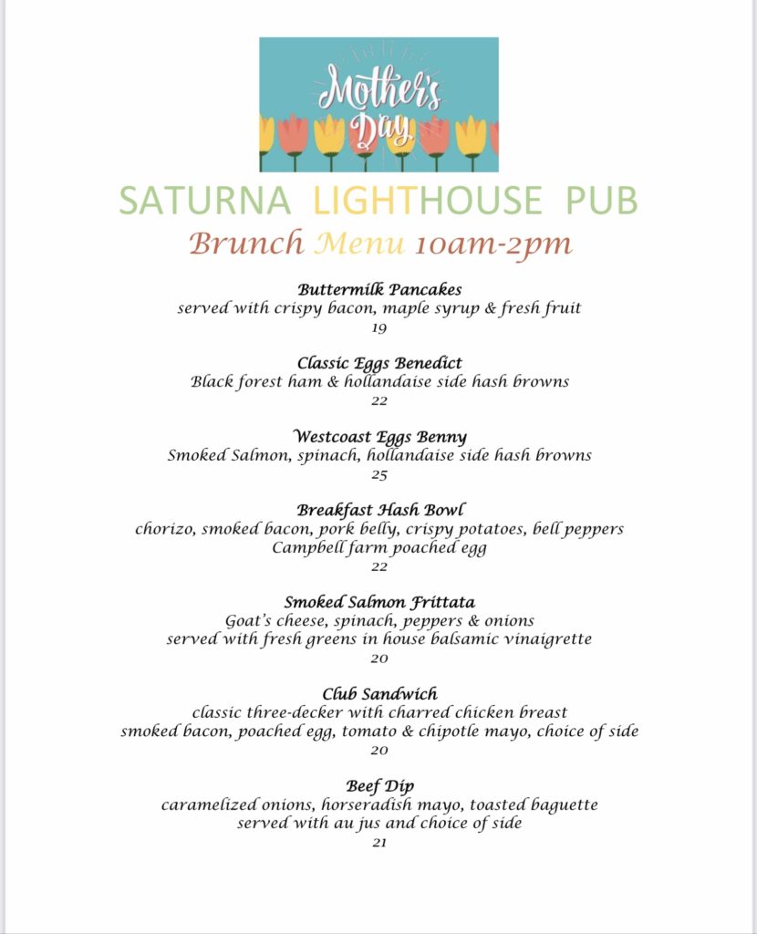 Brunch menu May 9, 2021